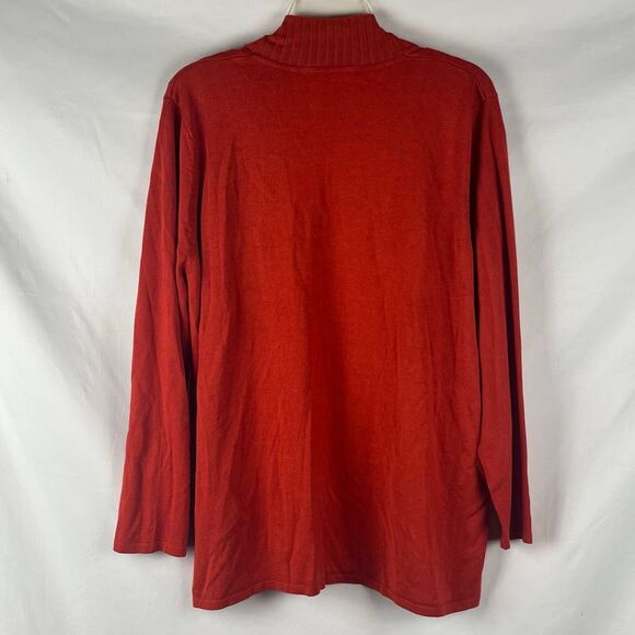 Red Woman Reddish Orange Open Front Knit Cardigan 3X - Picture 2 of 10